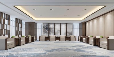 新中式会客厅3D模型下载